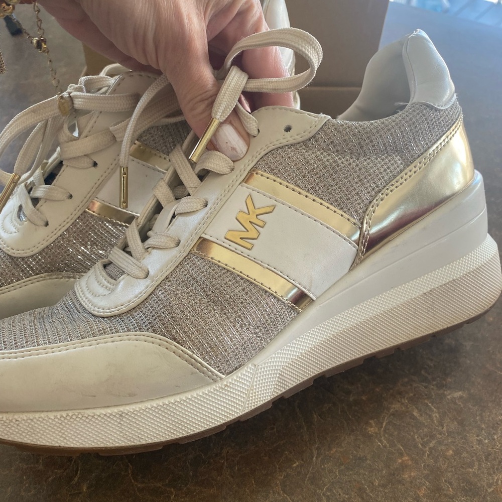 Michael Kors Women's Gold and White Sneakers
